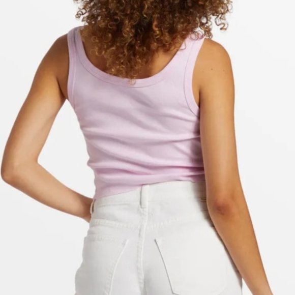 Billabong Womens Tank Top Take It Easy Cropped Baby Pink White Size M - Picture 3 of 4